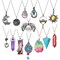 14 Pieces Vintage Crystal Pendant Necklaces for Women Girls Chakra Healing Carnelian Necklace Bohemian Retro Sunflower Necklace Sun and Moon Pendants
